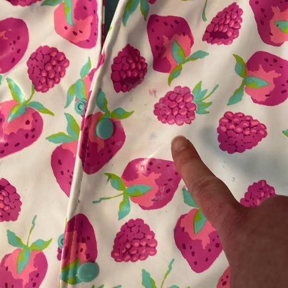 Hatley Strawberry Fleece Lined Raincoat 7 - Picture 4 of 6